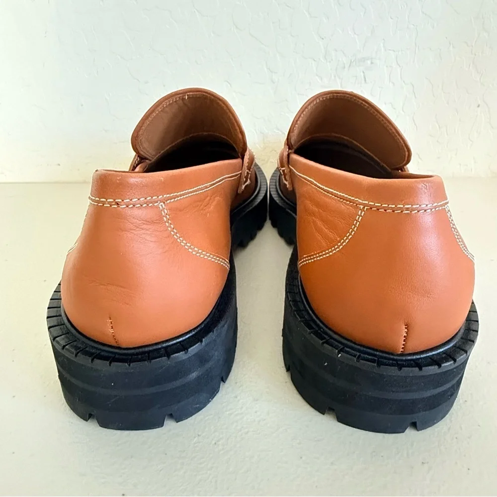 New ATP Atelier Arechi Platform Brown Brandy Italian Leather Loafer EU 40 US 9
